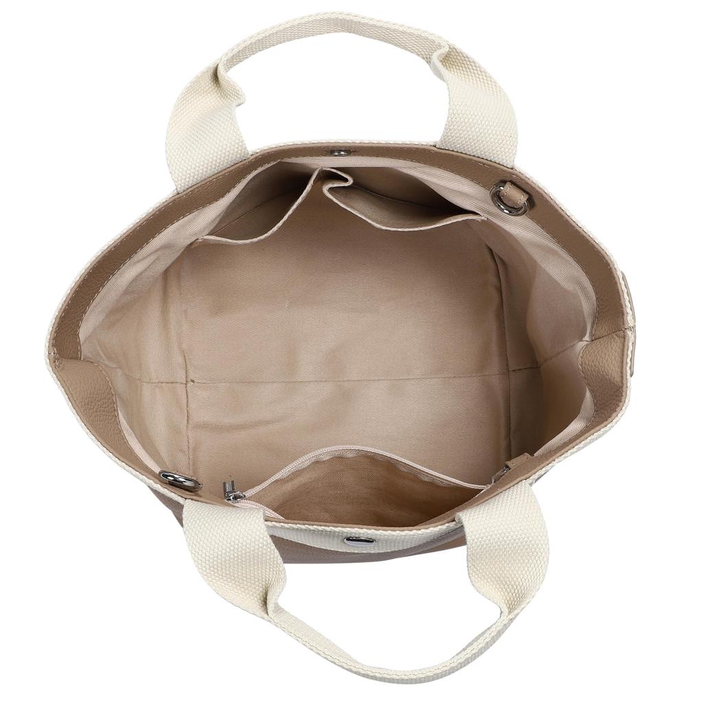 [coco MARGARET] Zweifarbige Tote aus echtem Leder (Schwarz x Taupe)