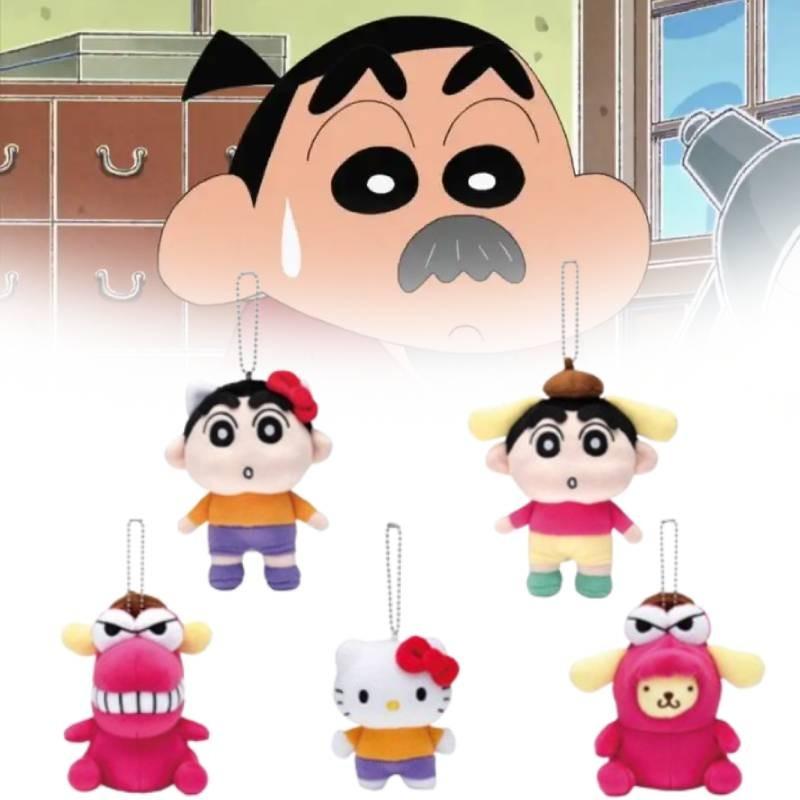 Pompompurin Crayon Sanrio Shin Chan Plush Keychain Pendant Toy Decoration Doll