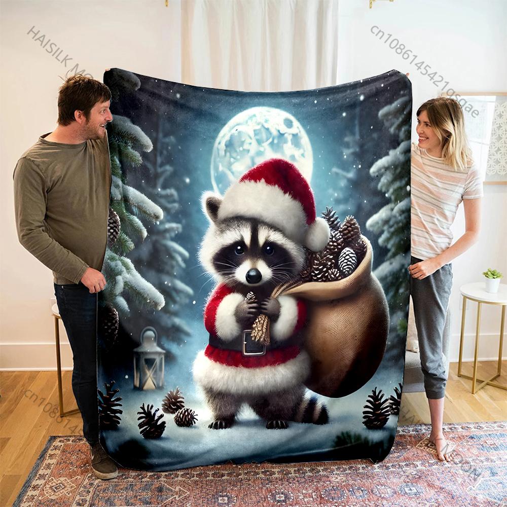 1PC Winter Forest with Pinecones Pattern Blanket Flannel Material Soft Warm for All Seasons Home Outdoor Camping Picnics RV
