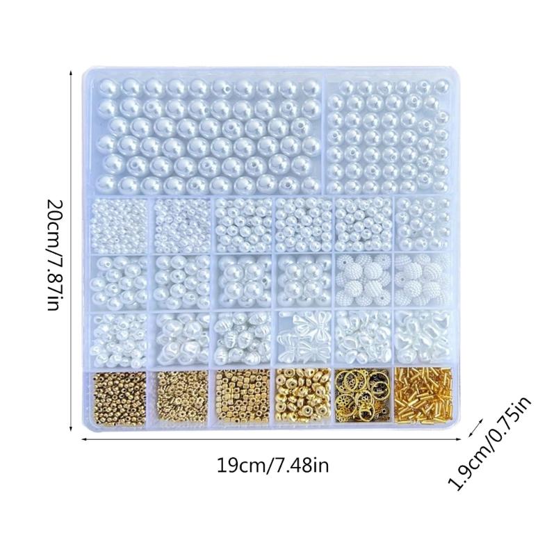 Versatile Spacer Beads Charm Loose Beads ABS Material DIY Beads Set Threading Beads for DIY Bracelet and Jewelry Making