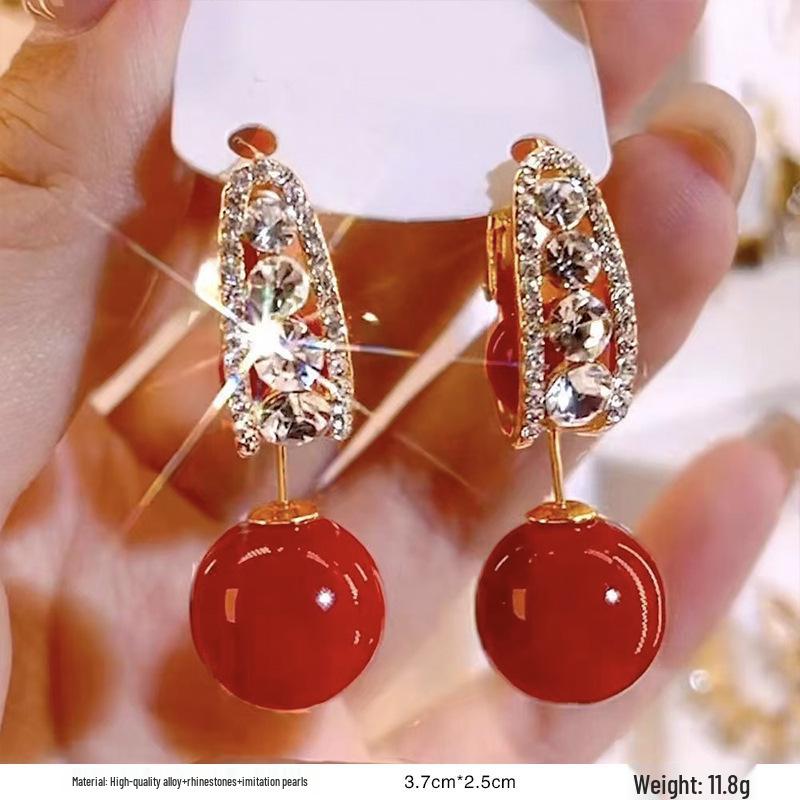 

Серьги-пусеты в ретро-стиле с красной глазурью «капля» для женщин - Уникальный нишевый дизайн начала осени