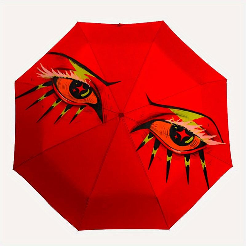 

1pc Eyes Automatic Folding Umbrella, Portable & Foldable Design with 8 Ribs, Casual Outdoor Accessory yy250805119