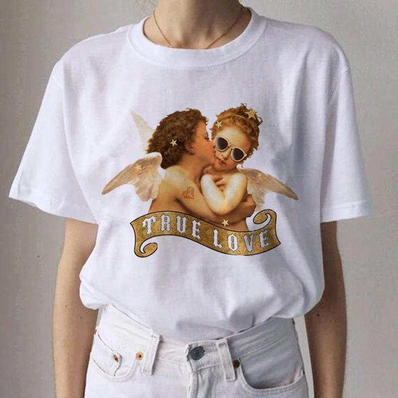 Angel Aesthetic Streetwear White Fashion Women TShirts Harajuku Short Sleeve Clothes Summer ONeck Tees Casual FeUnisex Tops
