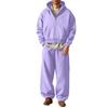 Winter Hooded Zip-Up Sweatshirt and Sweatpants Set Matching Tracksuit for Women and Men