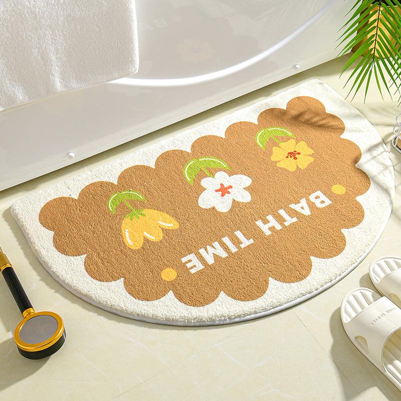 Ins Simple Bath Mats Small Fresh Flowers Floor Rug Home Entrance Carpet Bedroom Toilet Bathroom Door Absorbent Non-Slip Foot Pad