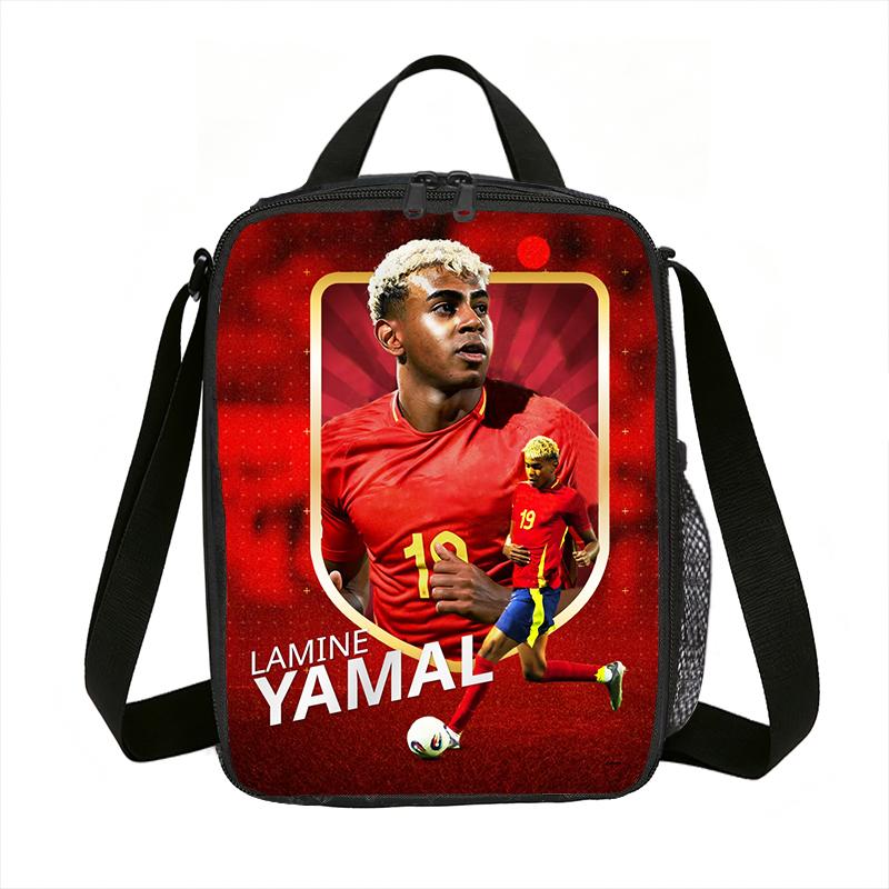 Leer, Reizen Geïsoleerde Lunchtassen L-Lamin Yamal Thermische Tas Voetbalster Lunchcontainer Lekvrije Tote Lunchbox Opbergtassen