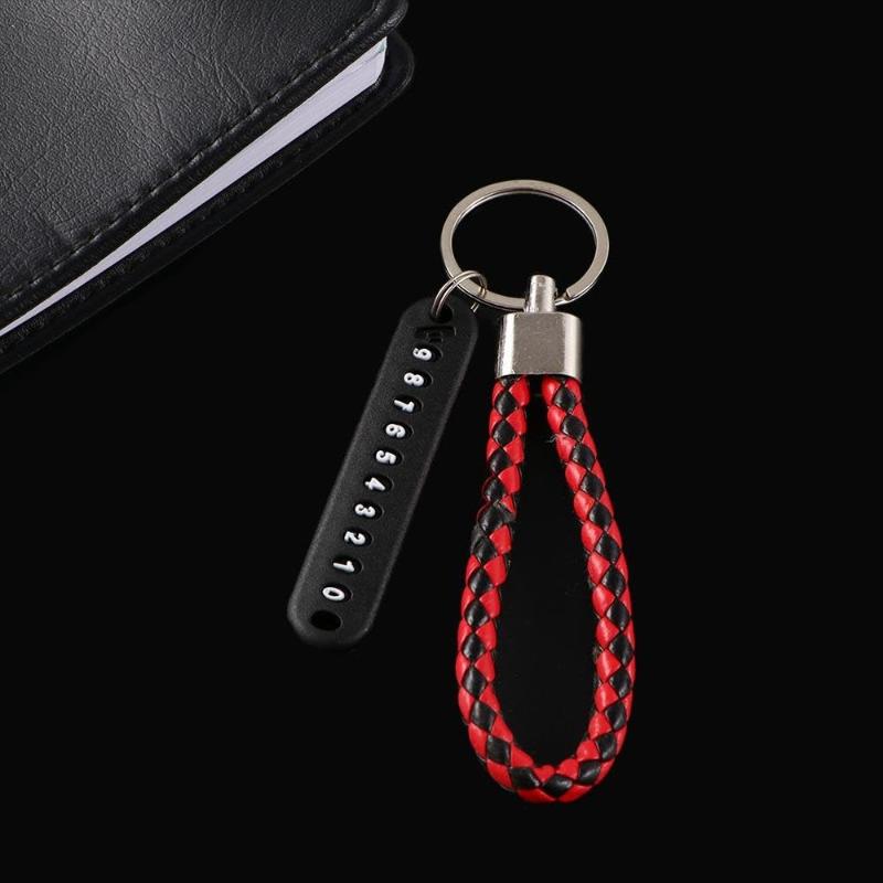 Trendy Diy Mobile Phone Number Plate Pendant Keychain For Men Punk Simple Woven Leather Rope Anti-Lost Car Key Chain Accessories