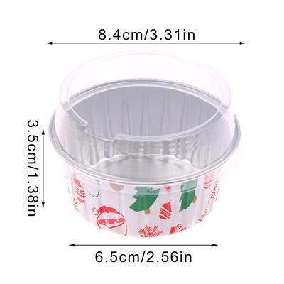 10 Piezas Tazas Redondas Reutilizables de Papel de Aluminio con Tapas Molde para Pudín y Pastel Caja de Papel de Aluminio para Freidora de Aire Bandeja Pequeña para Hornear Tazas de Papel de Aluminio