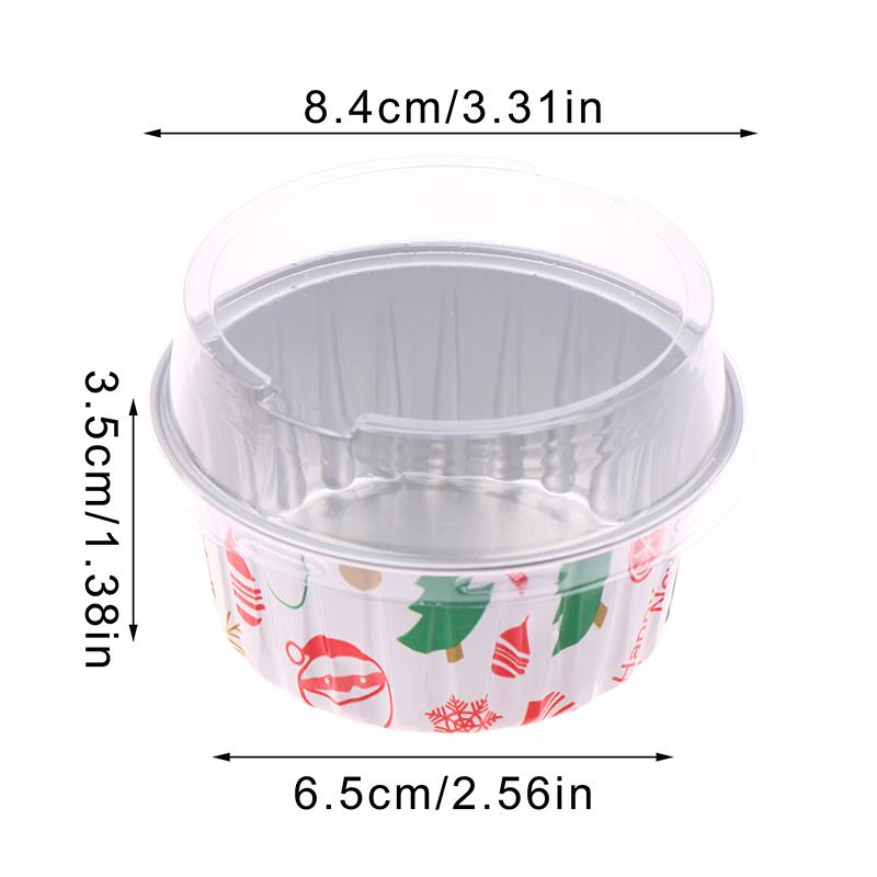 10 Pcs Reusable Round Aluminum Foil Tin Cup With Lids Pudding Cake Mold Air Fryer Tinfoil Box Small Baking Tray Tinfoil Cups