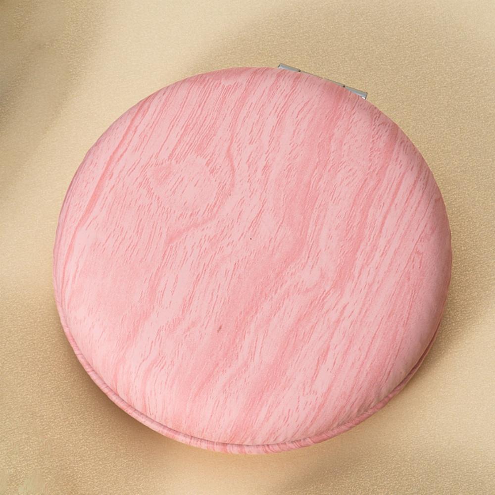 Pu Leather Pocket Mirror  Double Sided Cosmetic Mirror Wood Grain Makeup Mirror Compact For Handbag Girls Travel