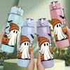 1PC Ghost Pumpkin Halloween 750ml Color Plastic Sports Water Bottle Leakproof Flip Straw Lid Suitable for Sports Office Home Use