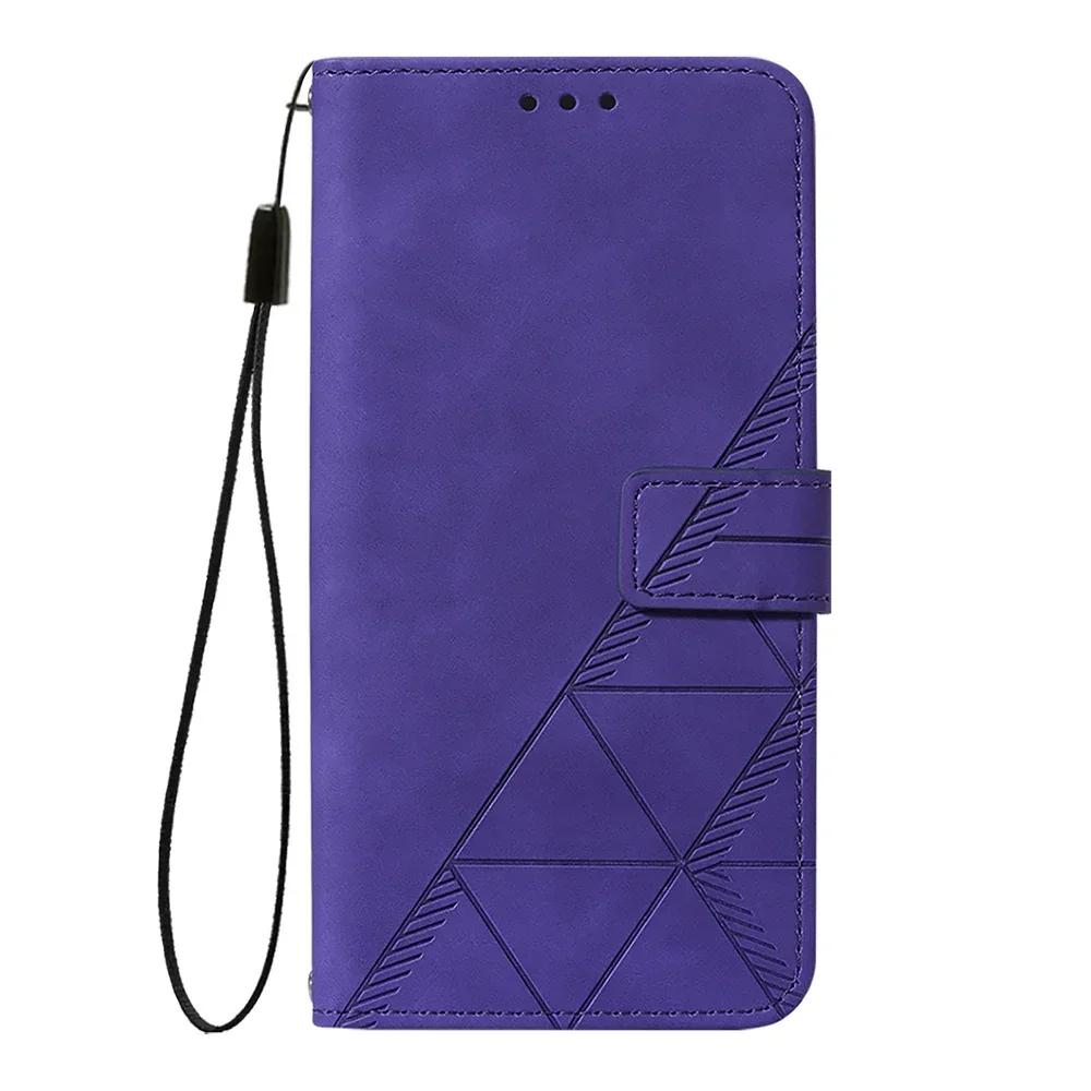 Geometric Leather Wallet Case For ZTE Blade A76 A75 A73 A55 A53 Plus A52 A35 Core V60 V80 Vita Nubia Focus 2 Ultra Calf P9 Pro