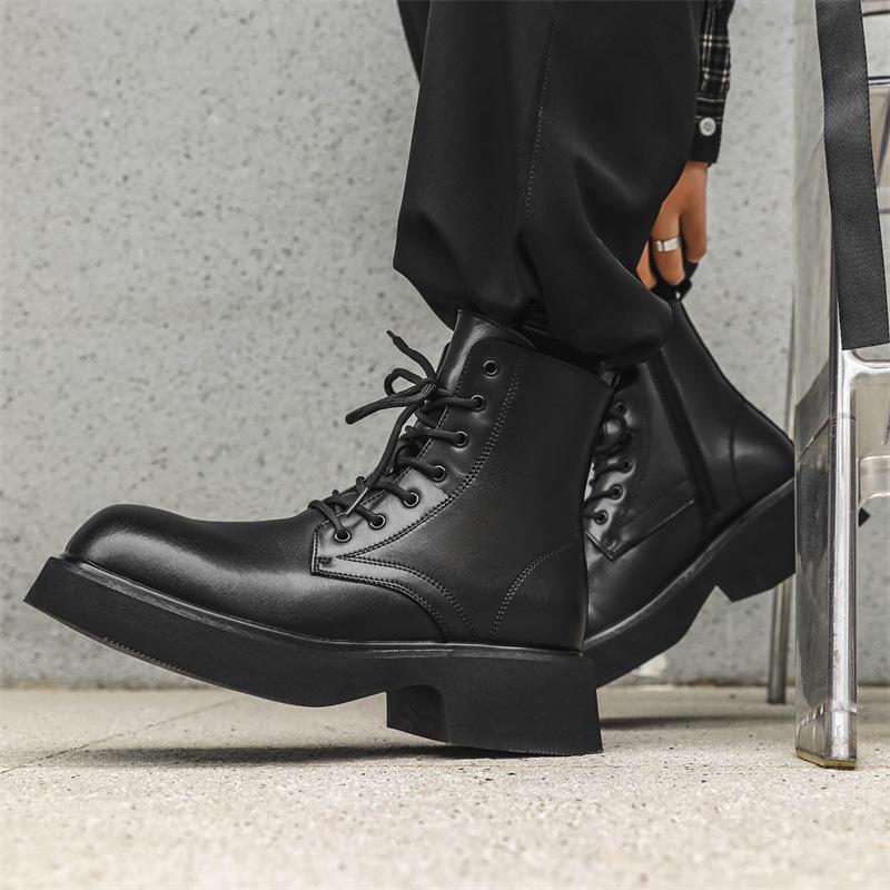 Mickey Martin boots men's British style big head high-top side zipper locomotive advanced sense versatile tooling shoes 2919-J