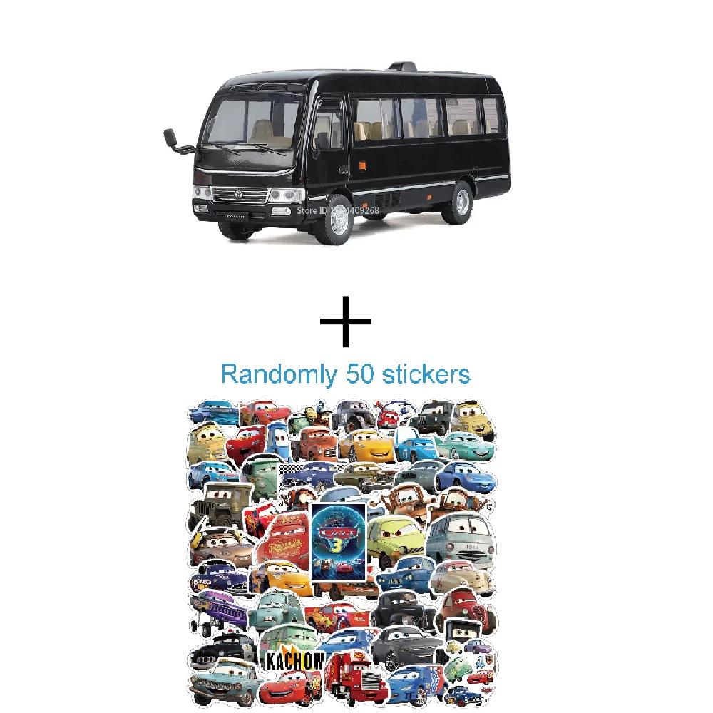Scale 1:24 Coaster Model Car Toy Doors Opened Miniature Bus Sound Light Metal Diecast Vehicle Models Hobby Gifts for Boys
