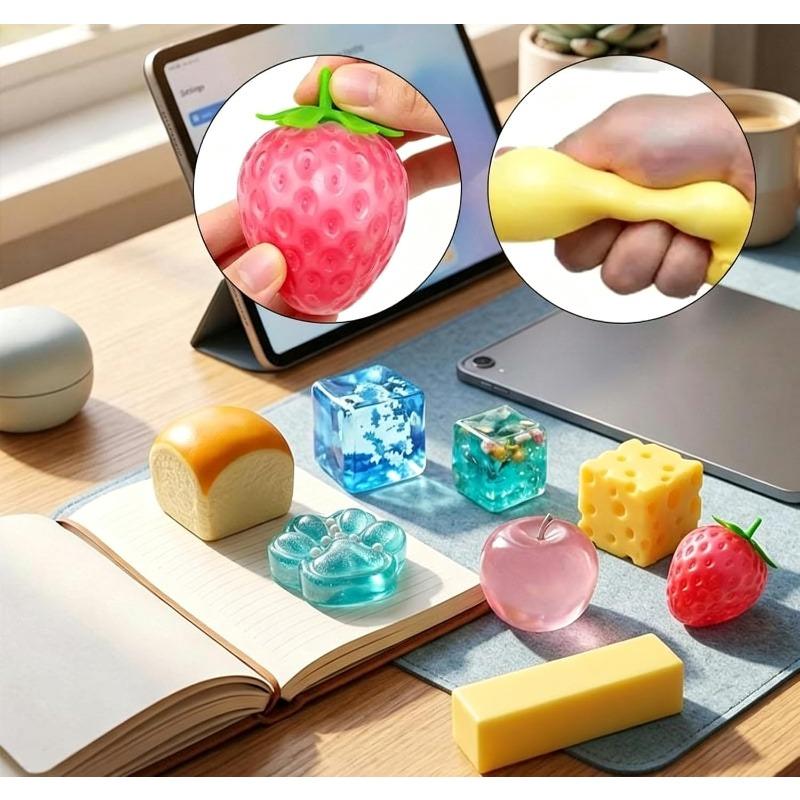 8 in 1 Squishy Pack Squeeze Fun Box 8 Piece Mystery Box, Squishy Blind Box,Stress Balls for Adults Creative Slow-Return Gift