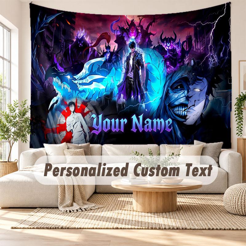 Custom Name Wall Hanging Tapestry,Solo Leveling Decorative Backdrop Tapestry For Dorm Home