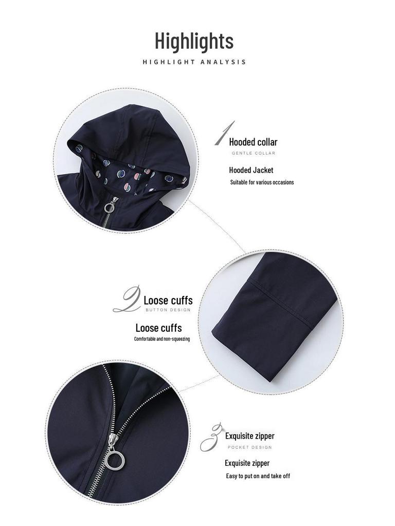 Plus Size 200 Jin Windbreaker Jacket for Middle-Aged Women - Stylish Spring & Autumn Outerwear for Moms & Grandmas