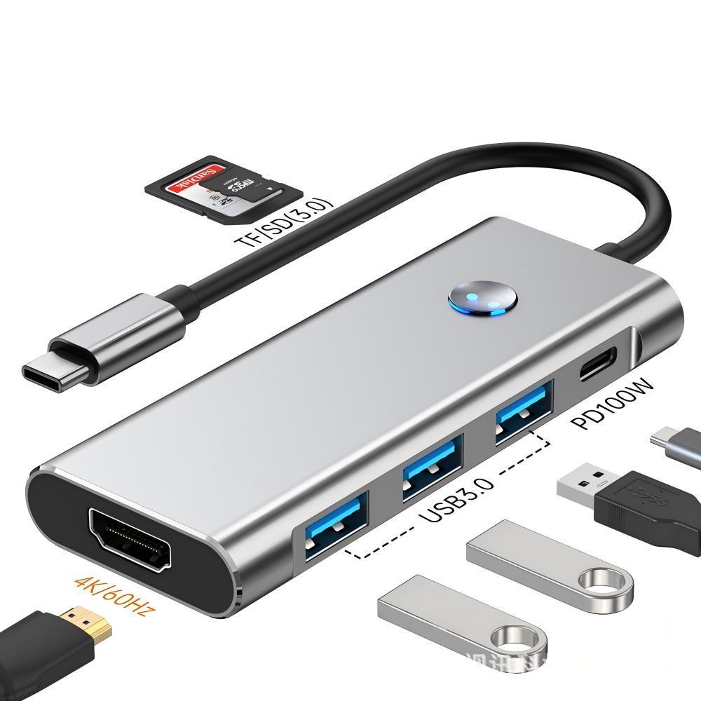 USB-C Hub 3.0 with One-Key Screen Off, 4K HD Casting, USB 3.2 10G Converter