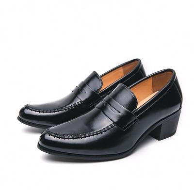 Mode Herren Plateau High Heels Marke Slipper Hochwertig Braun Schlicht Gentleman Business Lederschuhe Klassische Hochzeit Freizeitschuhe