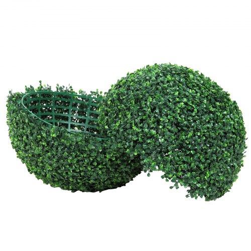 VEVOR Artificial Topiaries Boxwood Trees, 16” Tall (2 Pieces), Ball-Shape Faux Topiaries Plant