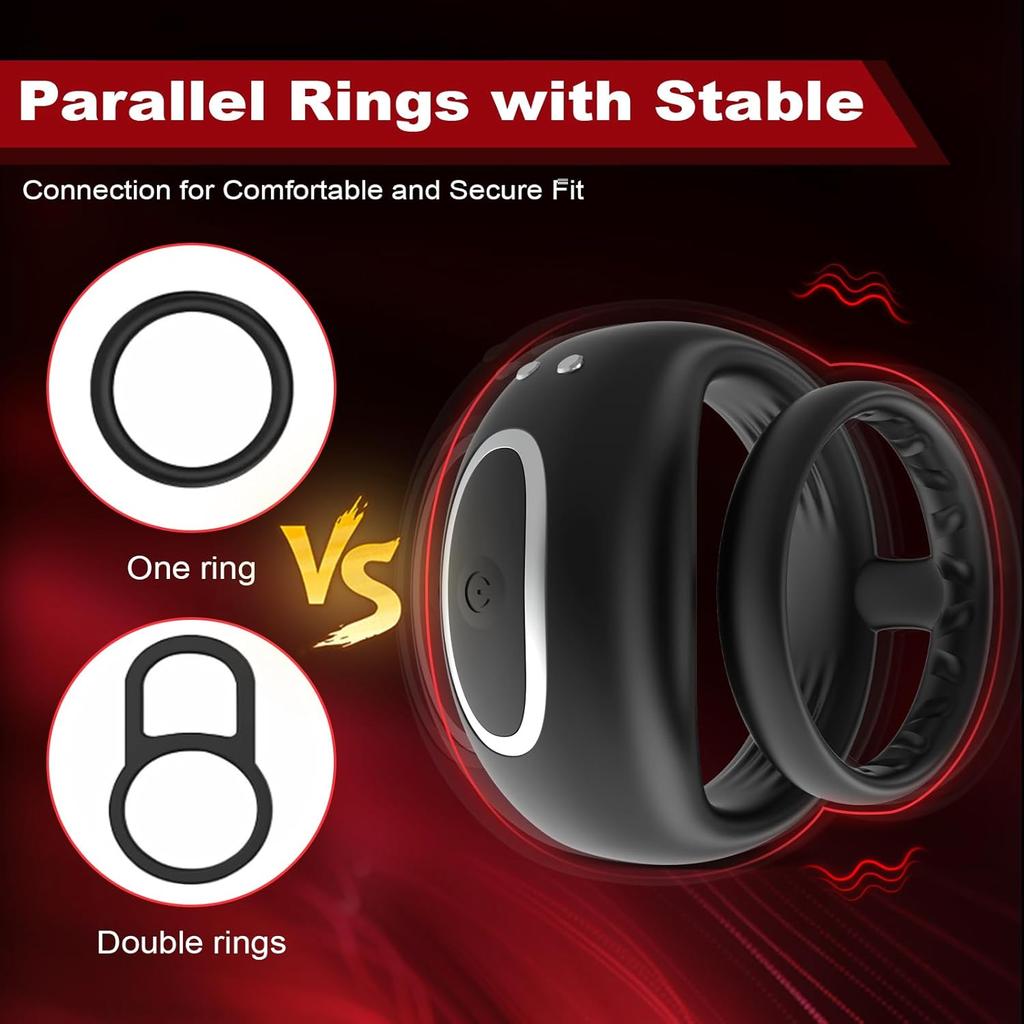 App Control Double Penis Ring Vibrator 10 Vibrations Cock Ring Penis Enhancer G Spot Vibrator Mens Vibrator for Longer Erections