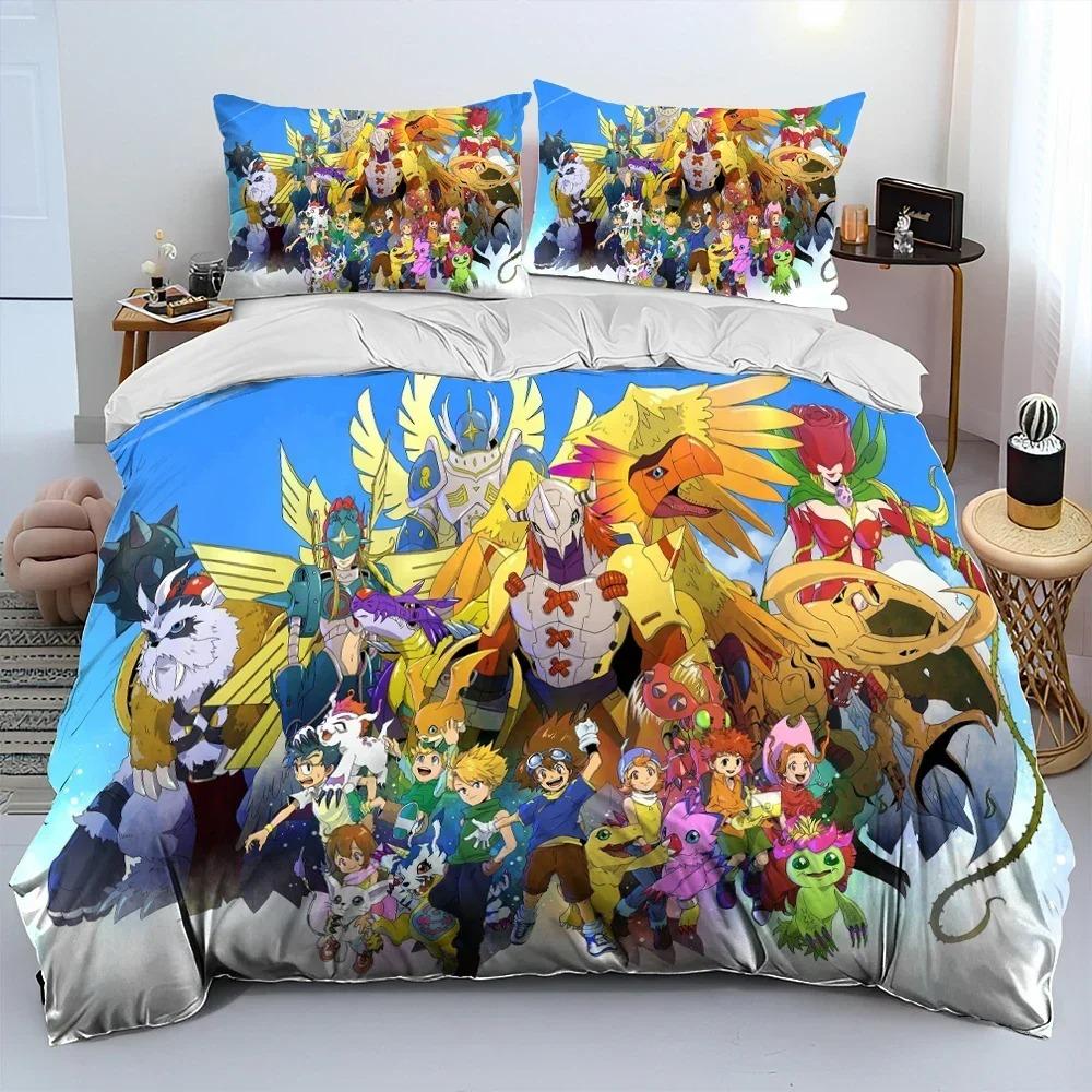 Digimon Adventure Monster Cartoon Bedding Set 3D Printed Suitable For Bedroom Duvet Cover Set With Pillowcases Kids Home Textile