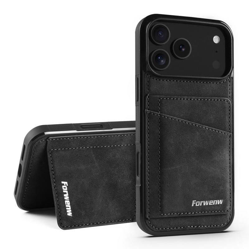 Card Slots Stand Wallet Case For iPhone 17 Pro Max 16 Plus 15 14 13 12 Pro Max 11 16E Air with Metal Buckle Leather Card Holder Back Cover