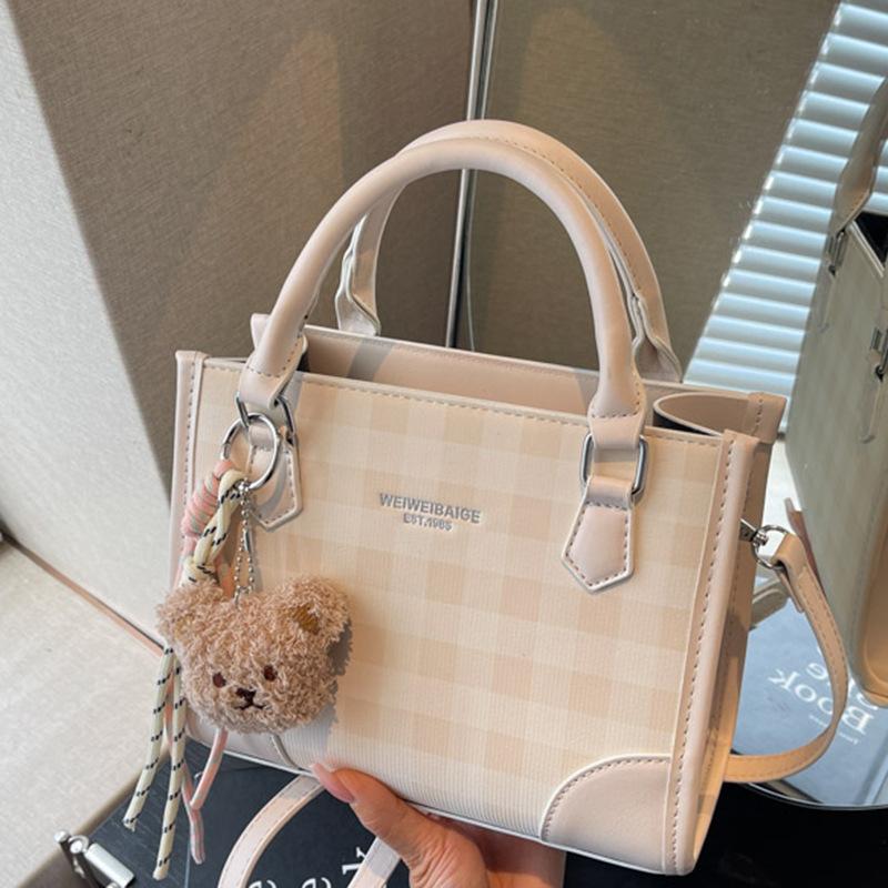 Korean foreign style handbag women's 2025 summer new fashion plaid small square bag high value shoulder messenger bag