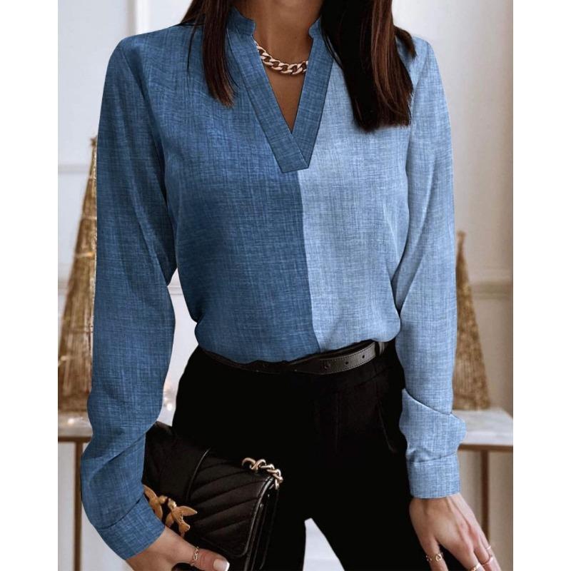 New Spring Autumn Long Sleeve Lace Mesh Patchwork Shirt Fashion V-neck Loose Office Blouse Swet Elegant Streetwear Casual Tops Women's Clothing