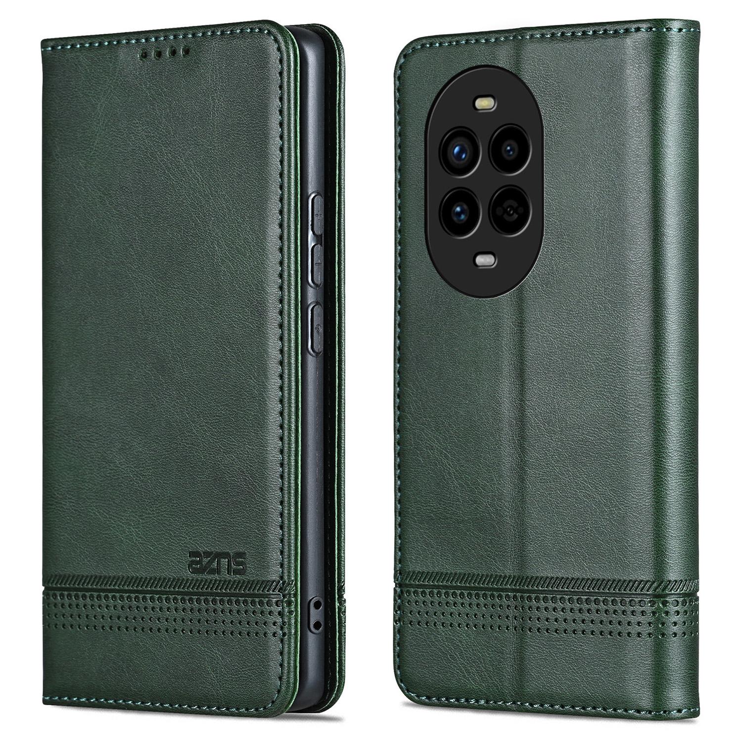 

AZNS для Huawei nova 13 Pro 5G чехол из воловьей кожи с текстурой PU кожаный кошелек чехол для телефона Green