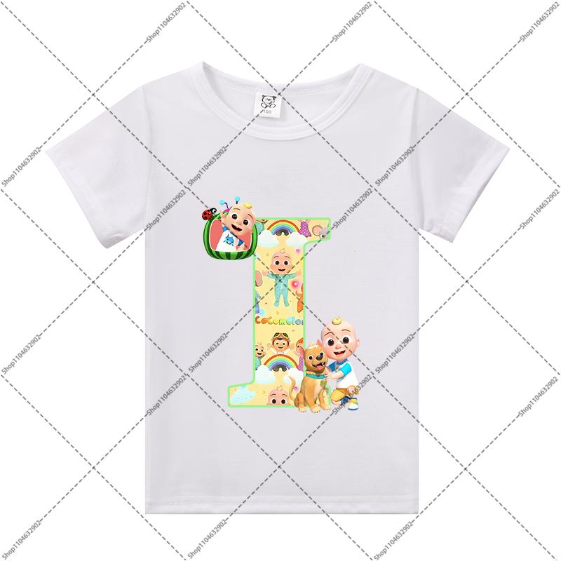 Cocomelons Kids Clothes Cartoon Anime Letter A-Z Print T-shirt Boys Girls Cute Cotton Tee Children Summer Fashion T Shirt Gifts