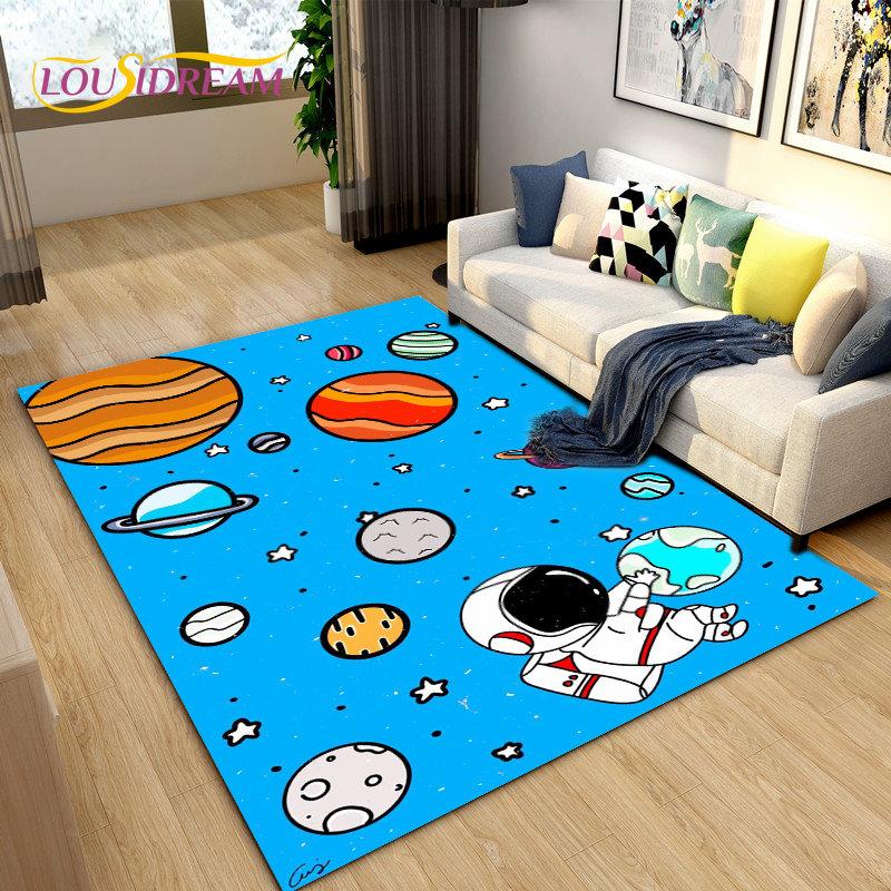 Cartoon Astronaut Space  Area Rug,Carpet Rug for Living Room Children's Room Decoration,Kids Play Crawl Soft Non-slip Floor Mat
