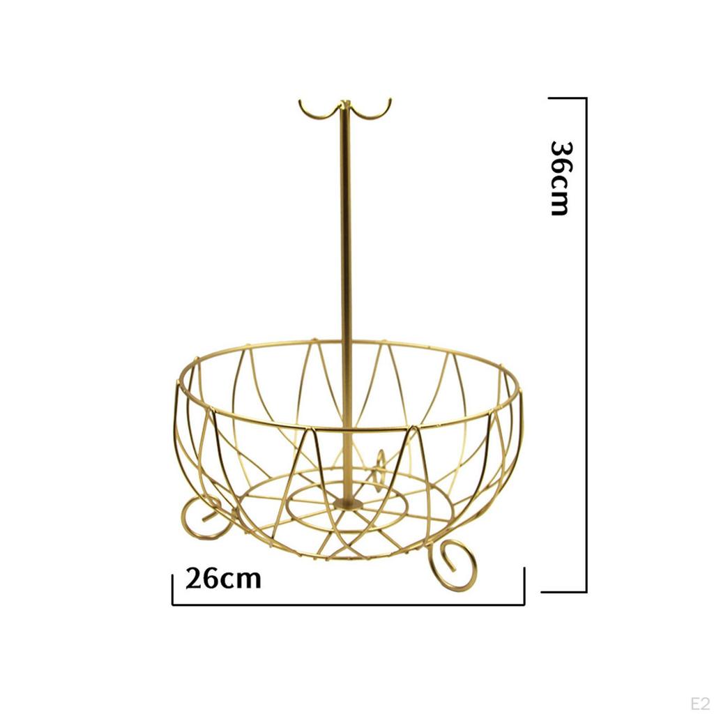 Countertop Fruit Basket Bowl with Banana Hanger, Metal Wire Snacks Vegetable for