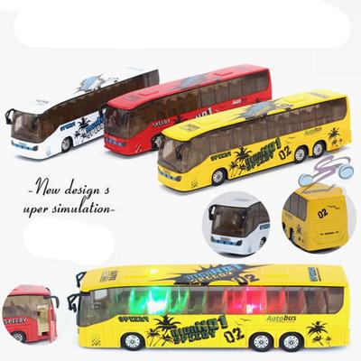 Kids Gift Bus Shape Light and Music Alloy Bus Model Pull Back Extended Bus Toys Vehicle Model