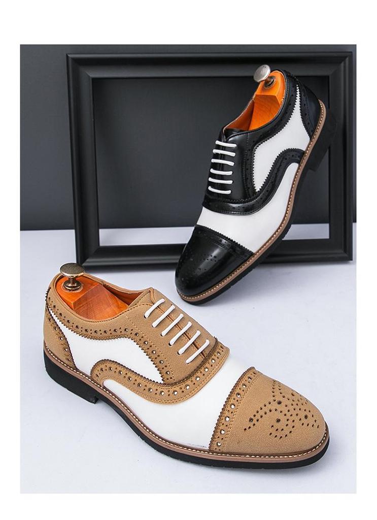 Men's Large Size Retro Brogue Leather Shoes - Autumn British Style