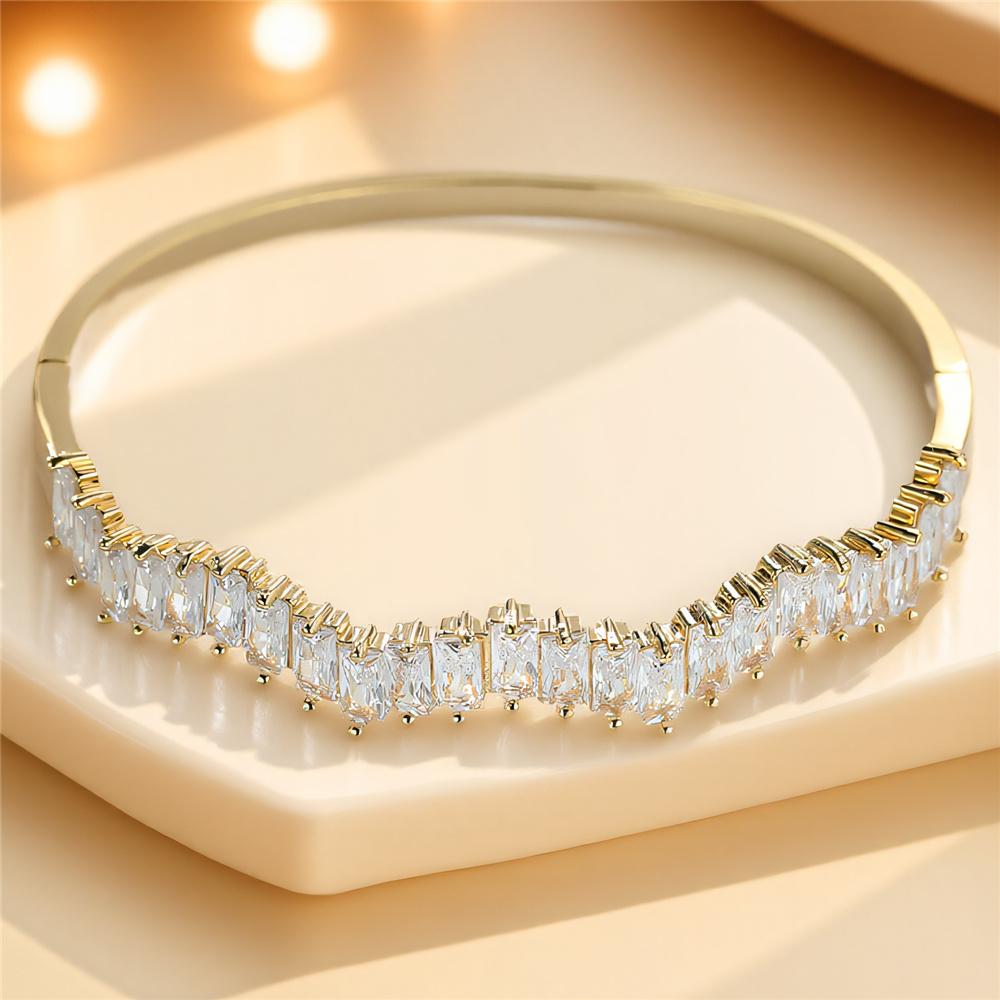 Модные Белые Циркониевые Браслеты-Браслеты из Кристалла Для Женщин Трендовый Браслет Золотого Цвета Свадебный