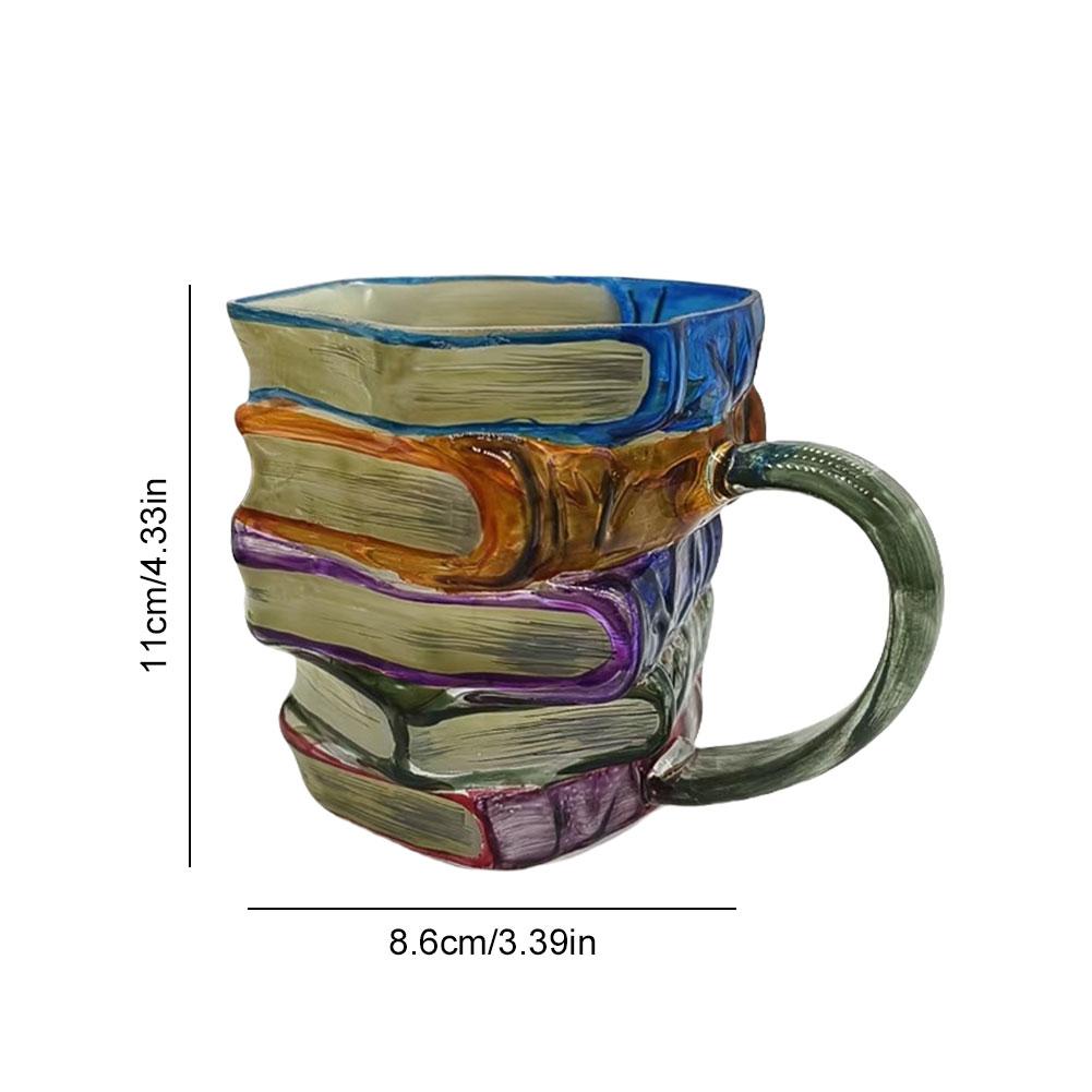 Handmade Resin Book Shaped Coffee Mug 3D Painted Colorful Novelty Drink Cup Creative Perfect Drinkware for Gift and Daily Use