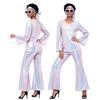 Women's 70s Retro Costume for Halloween Party Shiny Hippie Dress