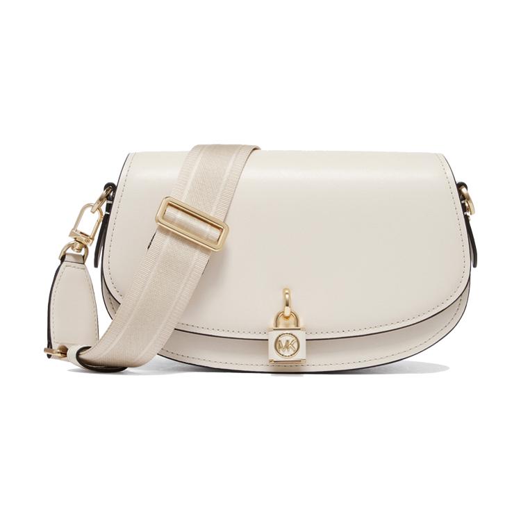 New MICHAEL KORS Mila Cow Leather Saddle Bags Shoulder Bags Medium Size Women's White 30S3GIMM8L-289