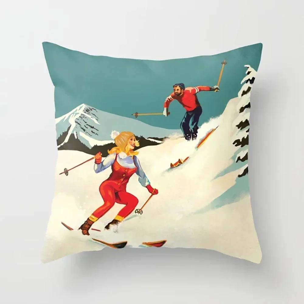 45X45Cm Beautiful Scenery Pillow Case For Sofa Soft Throw Cushion Cover Decor Vintage Landscape Painting Pillowcase