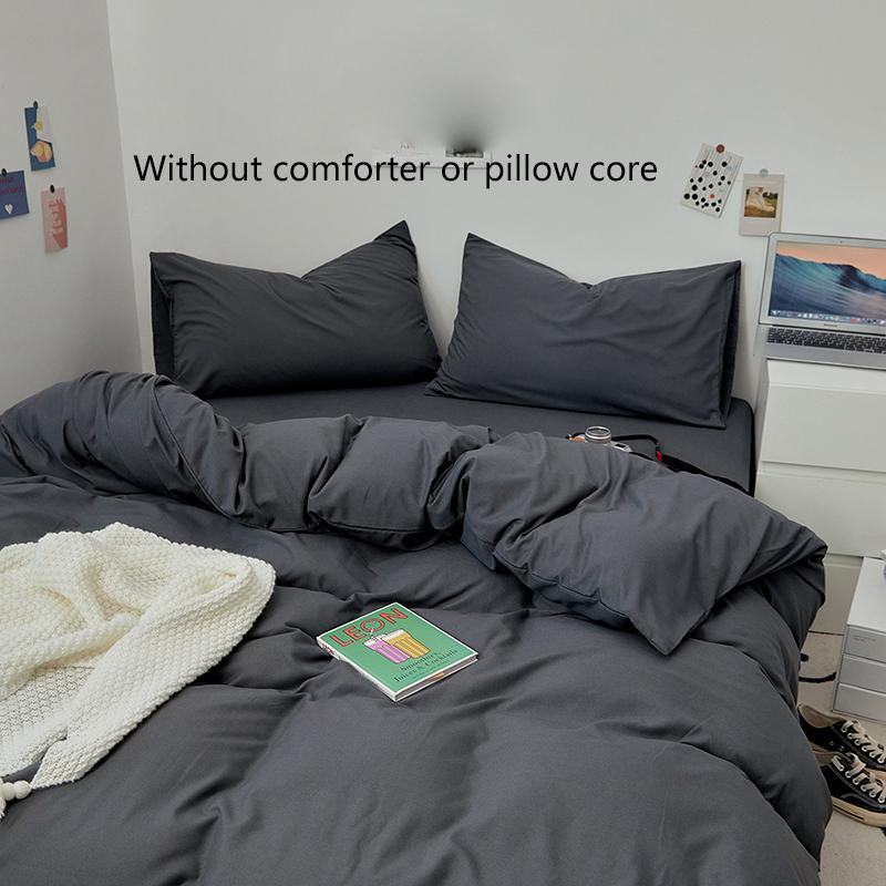 Light luxury style minimalist solid color skin friendly matte bedding set of3 pcs without core, 1duvet cover and2 pillow covers