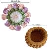 Crochet Coaster Handmade Knitted Flower Bouquet Coaster Plant Pot with Flowerpot Flower Placemat Cup Pad Teacup Stand Diy Flower