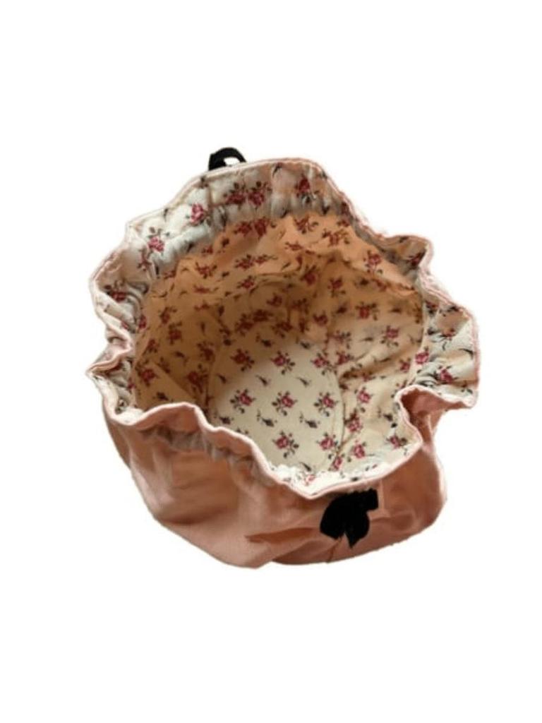 Drawstring Cosmetic Bag, Luxury Makeup Pouch, Pink Satin Storage Bag for Cosmetics & Small Items, Travel-Friendly Toiletries Organizer GUCCI-GIFT-43