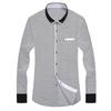 Business Men Dot Plaid Print Turndown Collar Long Sleeve Button Shirt Blouse Top