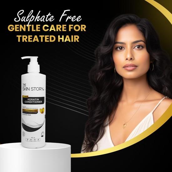 The Skin Story Sulphate Free Conditioner for Coloured & Treated Hair | Repair Split Ends  | Enriched with Argan Oil, Olive Oil & Vitamin E | 450g