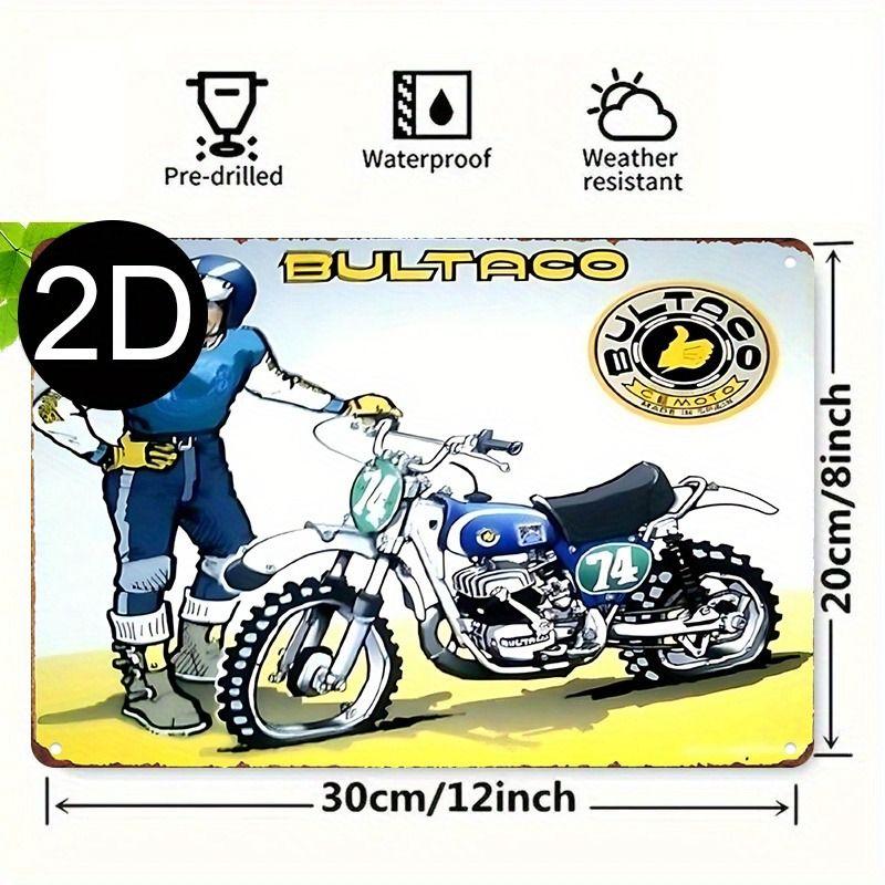 Retro Tin Motorcycle Wall Art for Cafe Bar Garage Decor