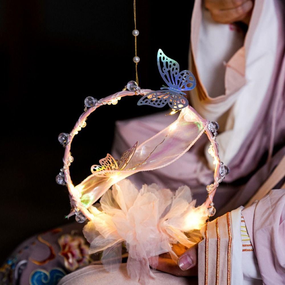 DIY Material Bag Mid-Autumn Festival Lantern DIY Handmade Lotus Flower Shape Handheld Rabbit Lantern Chinese Style Luminous