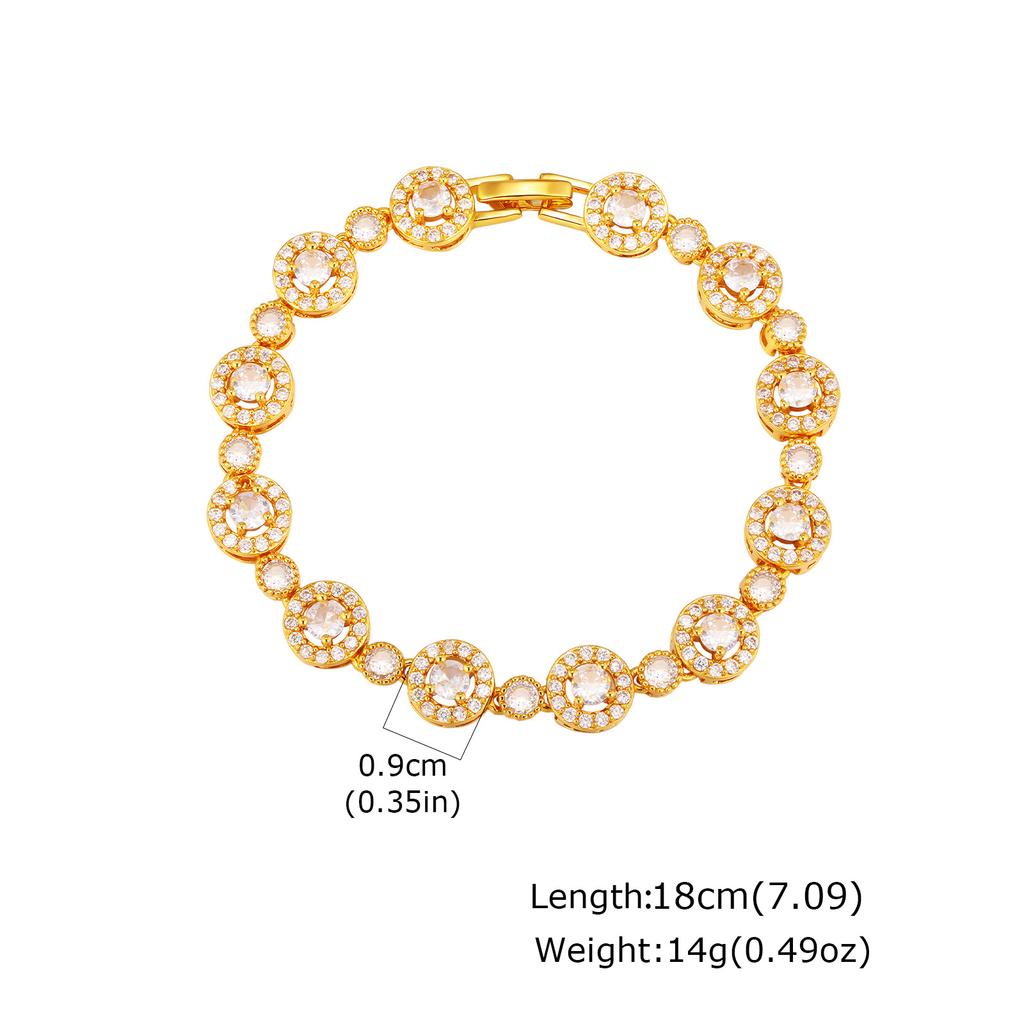 Glänzendes Metallarmband mit Zirkonia, 14K Goldplattiertes klobiges Gliederarmband zum Stapeln, Modischer Elegantes Schmuckstück für Frauen Mädchen Geschenk