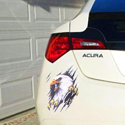 3D Simulation Tearing Eagle Car Sticker, Scratch Blocking, Cartoon Creative Car Garland Sticker, Personalized Car Sticker