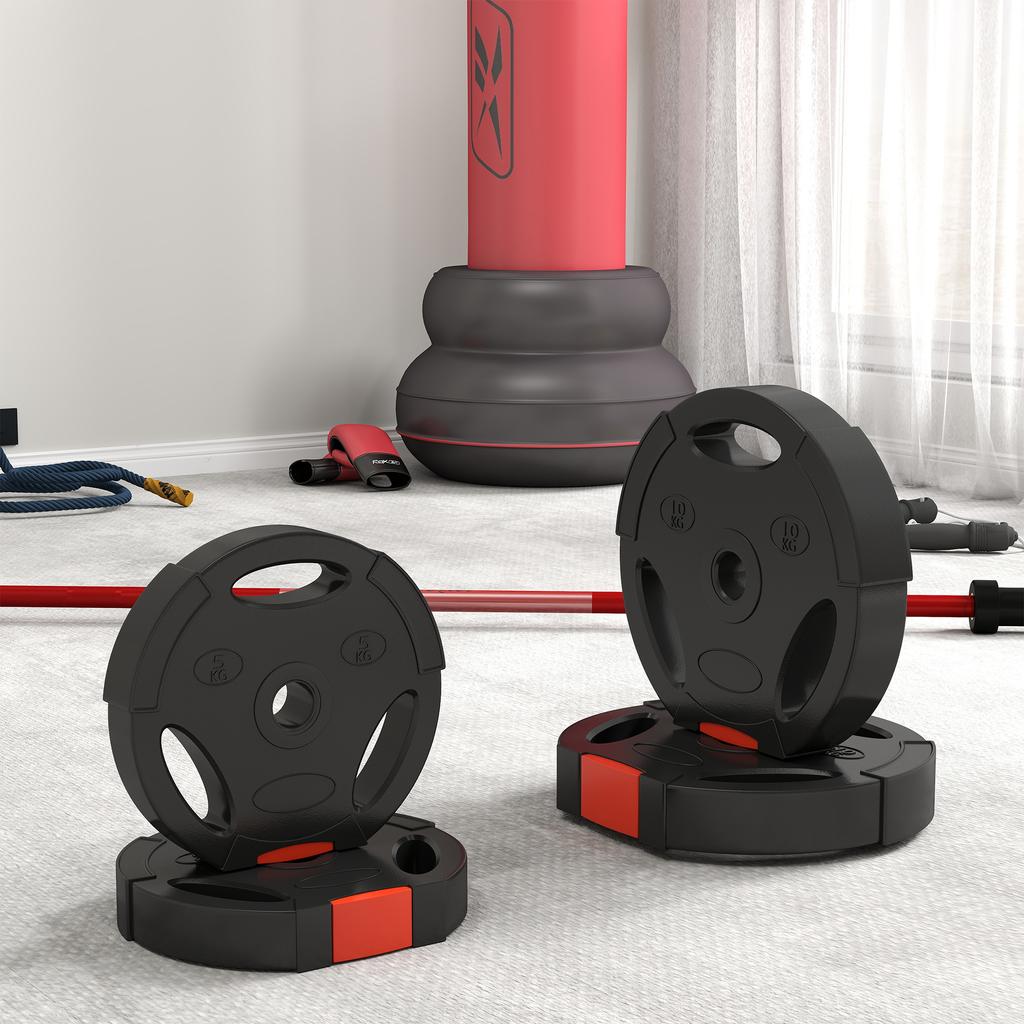 Weight Plates Set, with Two 10kg and Two 5kg Weights, Black